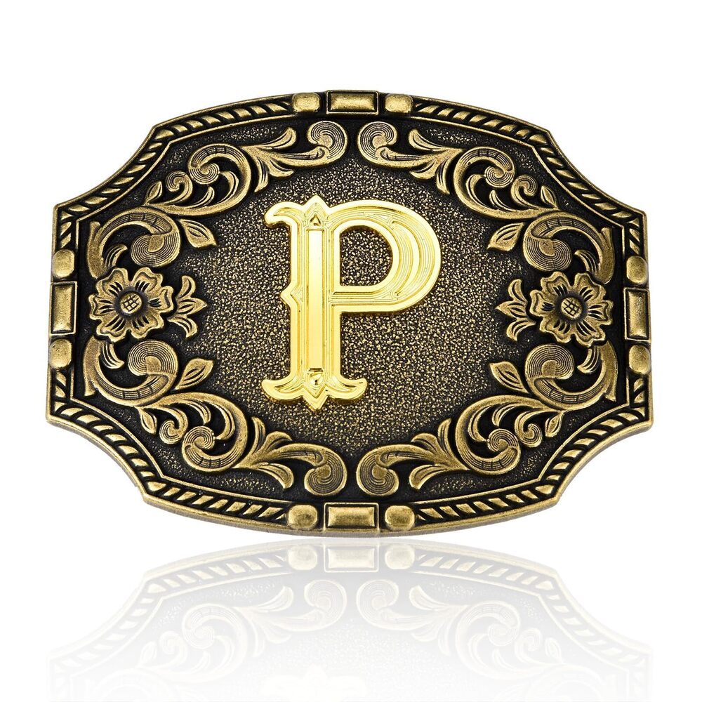 5329 Western Belt Buckle Initial Letters P Cowboy Rodeo Belt Buckles Cowboy